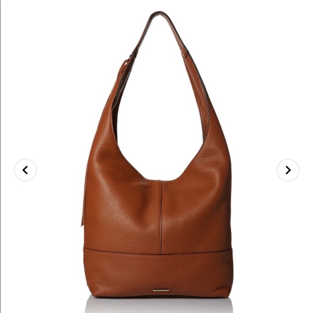 Rebecca Minkoff Womens Tote Bag Brown Textured Leather Top Handle Fringe